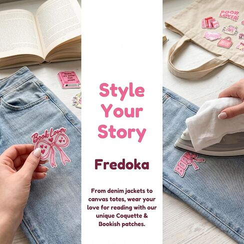 23PCS Pink Book Lover Embroidery Patches Iron On Aesthetic Reading Quote Bookish Applique for Jackets Bags Hats DIY Clothing Accessories in Kuwait