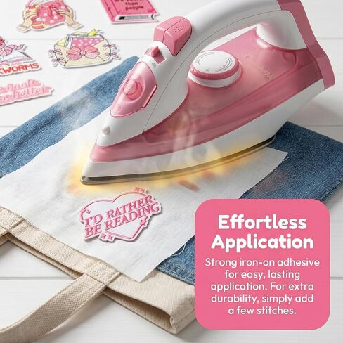 23PCS Pink Book Lover Embroidery Patches Iron On Aesthetic Reading Quote Bookish Applique for Jackets Bags Hats DIY Clothing Accessories in Kuwait
