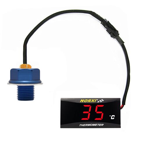 Motorcycle Oil Temperature Gauge Digital Oil Temperature Meter Electronic Oil Thermometer with Temp Sensor Adapter (Red,M12X1.5) in Saudi Arabia