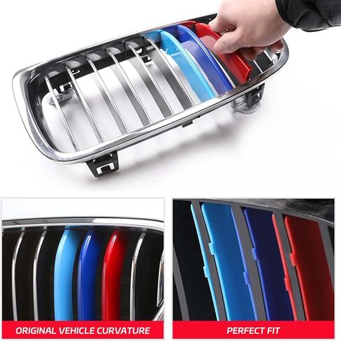 Three Colored Stripe Grille Insert Trims for BMW, M-Colored Snap-on Strips Grille Insert Trims Compatible with BMW 2013-2019 F30 F35 3 Series 11-Beam Grilles Classic, Easy Installation (11 Beams) in Saudi Arabia