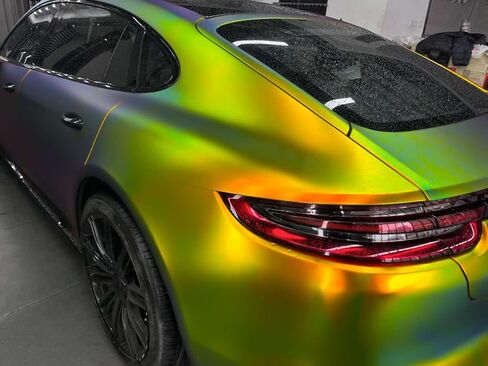 20"x53" (1.6FTX4.4FT) Orange Green PET Neo Holographic Satin Vinyl Wrap Auto Car Sticker Decal Film Sheet Bubble Free Air Release Technology with Tool Kit in Kuwait