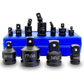 10 Pieces Impact Swivel Socket Set, Cr-Mo Steel, 1/4 and 1/2 to 3/8 Impact Adapter and Reducer Set, Universal Joint Socket Set and 1/4" 3/8" 1/2" Cr-V Steel Drill Adapter in Saudi Arabia