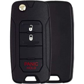 Replacement for 2005 - 2018 Dodge Chrysler Jeep Flip Key Fob 3 Buttons Lock, Unlock & Panic that Uses FCC OHT692427AA with Chip ID 46 Chrysler - 315 MHz in Saudi Arabia