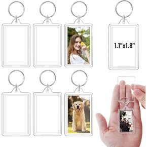 Photo Keychain 1.8 x 1.1 inch, Acrylic Clear Blank Picture Frame Keyring for DIY Craft Personalised Favor Gift (6 Packs) in Saudi Arabia