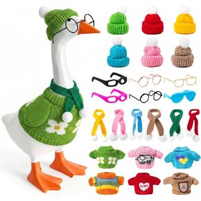 24 Pcs Desk Goose Outfits for Mini Goose Statue Mini Knitting Sweater with Hats Scarves Sunglasses Desk Goose Clothes (Multicolor, 7inches) in Saudi Arabia