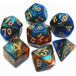 Polyhedral DND Dice Set Glitter Dice for Dungeon and Dragons D&D RPG Role Playing Games Blue Mix Gold Nebula Dice in Saudi Arabia