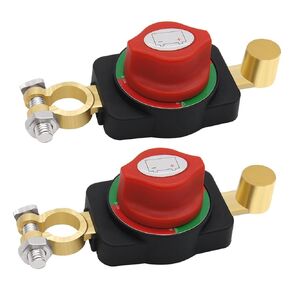 2-Pack Top Post Battery Disconnect Switch, 12V-48V Heavy-Duty Battery Kill Switch for Negative Pole, Power Isolator Master Switch for Cars, RVs, Boats, Trucks, and Marine Vehicles in Kuwait