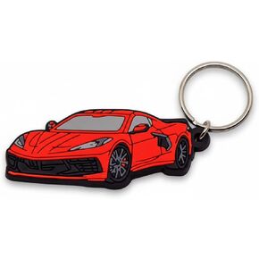 Vintage Ltd. Keychain Inspired by Corvette C8 – Soft Durable Rubber FOB – Automotive Enthusiast Accessory – Gift for Corvette Owners (Torch Red) in Saudi Arabia