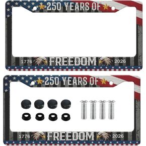 250 Years of Freedom Car Front License Plate Frame Bald Eagle America Flag Personalise Auto Parts Funny License Plate Frames Decoration with Screws Size for Men Women 12.2"x6.2" in Saudi Arabia
