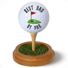 Father's Day Birthday Golf Gift for Dad Father Men Golfers Daddy Papa from Daughter Son, Funny Golfing Gifts for Dad, Best Dad by Par Golfball Lifelike Turf Display Stand Decor in Saudi Arabia