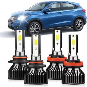 Compatible For Honda Civic High and Low Beams 2016 2017 2018 2019 2020 2021 2022, 20000LM Super Bright Hi/Lo Light Bulbs Combo, 6000K White, 800% Brightness, Plug n Play, Pack of 4 in Saudi Arabia