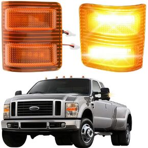 استبدال ضوء مرآة الإشارة لـ 2008-2016 Ford F250 F350 F450 F550 Super Duty Amber Lens LED الجانب مرآة مصباح علامة بدوره إشارة وتشغيل ضوء ما بعد البيع الوامض، 2 جهاز كمبيوتر شخصى in Kuwait