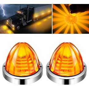 2Pcs Dual Color Red/Purple LED Watermelon Lights Turn Signal Marker Water Melon Lights Red to Purple with Stainless Steel Bezel Compatible with Semi Trucks Kenworth Peterbilt, Clear Lens in Saudi Arabia