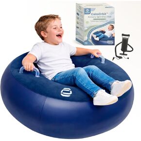 CalmOrbit Inflatable Sensory Spinning Chair for Kids, Sensory Toys for Kids with Autism & ADHD, Giftable 360 Spin Rocking Chair, Kids Sensory Chair, Autism Sensory Products for body coordination, Blue in Saudi Arabia