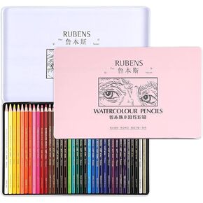 rubens Watercolor Pencils Sets, 36 Counts Soft Core Colored Pencils, Professional Artist Watercolor Pencils, Water Soluble Colors Pencils In A Metal Box for Adult Coloring, Drawing, Sketching in Saudi Arabia