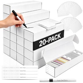 PAPIONE Trading Card Storage Box | 20-Pack 1150 Count White Corrugated Cardboard with dividers，labels & Marker pen | Bulk Sports Storage Box for TCG/Magic/Mtg storage and Collection in Saudi Arabia