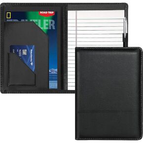 Junior Padfolio Folder - A5 Portfolio Binder Case with 5 x 8 Writing Pad and Interior Storage Pocket Executive Business Organizer for Men Women, Black in Saudi Arabia