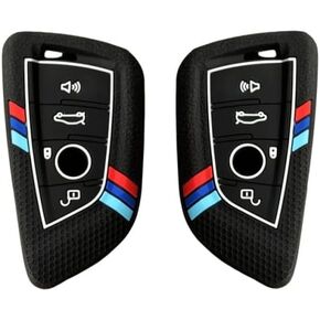 2Pcs Silicone Rubber Smart Key Protector with Key Chain for BMW X1 X3 X4 X5 X6 Series 1 2 3 5 7 (B-Z) in Kuwait