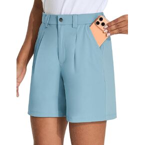 KPSUN Womens 5" Golf Dressy Shorts Stretchy Lightweight Bermuda Short with Pockets Button Closure for Casual Summer Work in Saudi Arabia