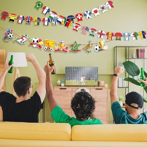 Soccer Jersey String Flags Banner Bunting for World Soccer Party Decorate, Bar, Football Party, Garden, School, Sports Game Events in Saudi Arabia