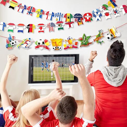 Soccer Jersey String Flags Banner Bunting for World Soccer Party Decorate, Bar, Football Party, Garden, School, Sports Game Events in Saudi Arabia