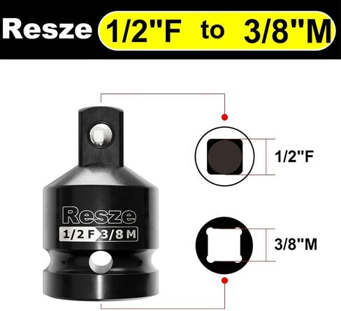 Resze 2PCS Impact Socket Adapter and Reducer Set, 1/2"to 3/8" Drive Socket Adapter Set, Square Adapter Breaker Bar Wrench Conversion Kit Mechanic tools in Saudi Arabia