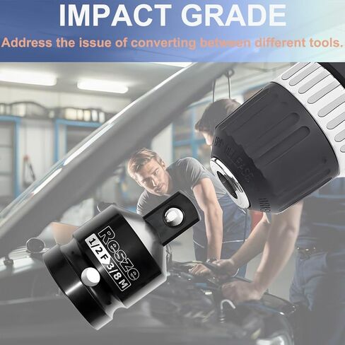 Resze 2PCS Impact Socket Adapter and Reducer Set, 1/2"to 3/8" Drive Socket Adapter Set, Square Adapter Breaker Bar Wrench Conversion Kit Mechanic tools in Saudi Arabia