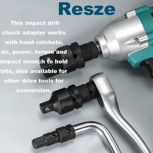 Resze 2PCS Impact Socket Adapter and Reducer Set, 1/2"to 3/8" Drive Socket Adapter Set, Square Adapter Breaker Bar Wrench Conversion Kit Mechanic tools in Saudi Arabia