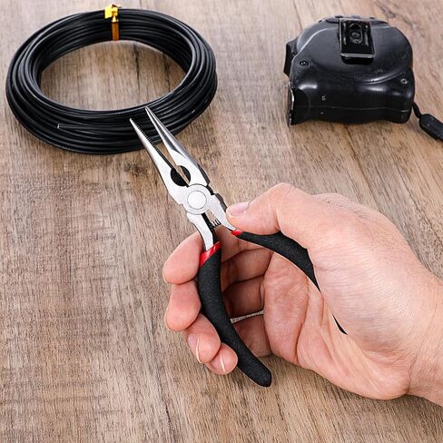 dimeho 8 قطع كماشة الأنف إبرة، 5 بوصة كماشة الأنف الطويلة مجموعة الكربون الصلب مسننة الفك ذو طيات لسلك الانحناء قطع المجوهرات صنع الإلكترونيات إصلاح كائن استيعاب in Kuwait