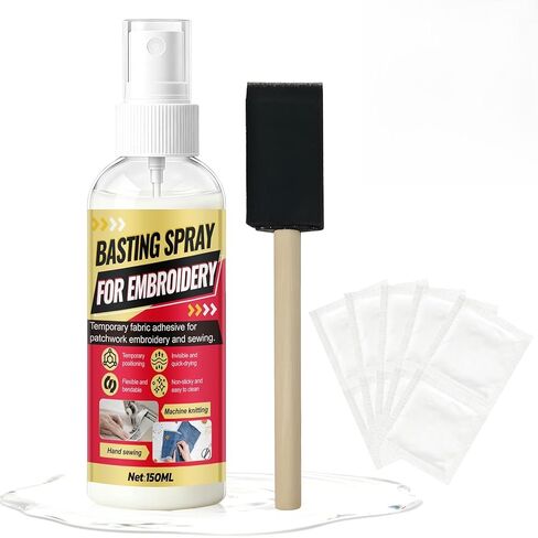 Basting Spray for Embroidery, Basting Spray for Quilting Dries Invisible and Non-Sticky Flexible and Bendable for Temporary Fixing of Textiles and Fiber Products During Sewing, 150 Ml in Saudi Arabia