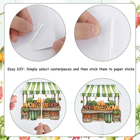 24Pcs Locally Grown Baby Shower Decorations, Locally Grown Baby Centerpiece Sticks Farmers Market Theme Baby Shower Table Decor for Girl Fruit Vegetable Garden Farm Baby Shower Party Supplies in Saudi Arabia