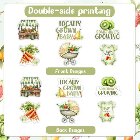 24Pcs Locally Grown Baby Shower Decorations, Locally Grown Baby Centerpiece Sticks Farmers Market Theme Baby Shower Table Decor for Girl Fruit Vegetable Garden Farm Baby Shower Party Supplies in Saudi Arabia