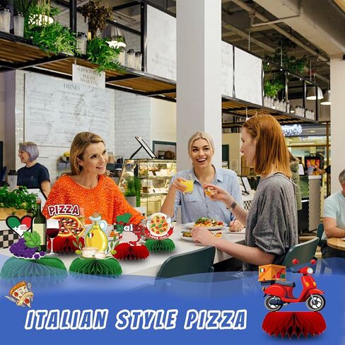 9Pcs Italy Themed Honeycomb Centerpieces, Italian Party Decorations Table Toppers with Pizza Pasta Italy Flag for Italian Night, Fiesta Party, Birthday Party Supplies in Kuwait