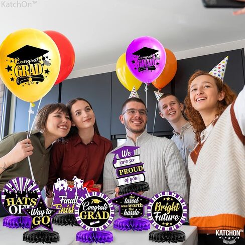 Graduation Decorations 2026 | Purple and Gold Graduation Centerpieces for Tables 2026 - Pack of 9 | Graduation Table centerpieces | Katchon in Kuwait