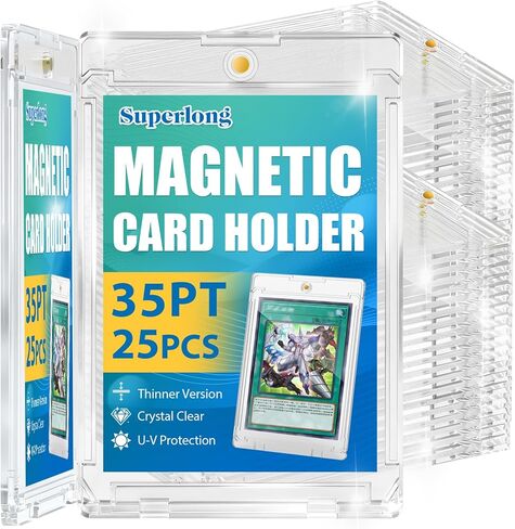 35PT Magnetic Card Holder, 25ct Upgraded One Touch Card Holders with U-V Protection, Hard Plastic Display Case with 2 Magnets Fit for MTG Sport Game Trading Baseball Football Collect Storage in Saudi Arabia
