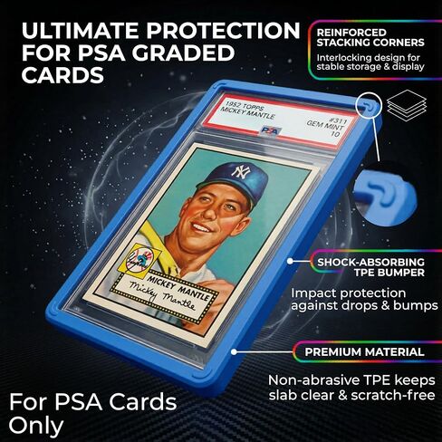 5-Pack PSA Slab Bumpers - Hard TPU Stackable Colored Guards with Precision Fit for Graded Cards (Red, Black, Purple, Blue, Green) in Saudi Arabia