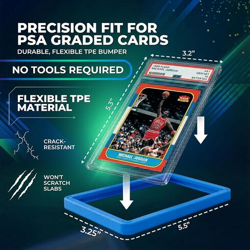5-Pack PSA Slab Bumpers - Hard TPU Stackable Colored Guards with Precision Fit for Graded Cards (Red, Black, Purple, Blue, Green) in Saudi Arabia