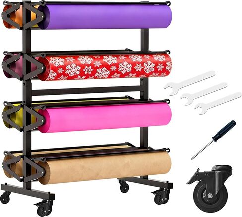 Paper Roll Holder 8-Rack Mobile Large Paper Roll Dispenser for 36 Inch Kraft, Gift Wrap, Art Paper & Vinyl Rolls, Heavy-Duty with Locking Casters for Classroom & Studio Use in Saudi Arabia