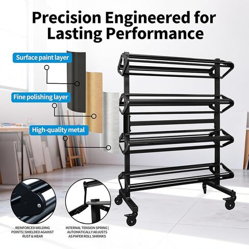 Paper Roll Holder 8-Rack Mobile Large Paper Roll Dispenser for 36 Inch Kraft, Gift Wrap, Art Paper & Vinyl Rolls, Heavy-Duty with Locking Casters for Classroom & Studio Use in Saudi Arabia
