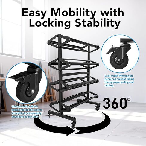 Paper Roll Holder 8-Rack Mobile Large Paper Roll Dispenser for 36 Inch Kraft, Gift Wrap, Art Paper & Vinyl Rolls, Heavy-Duty with Locking Casters for Classroom & Studio Use in Saudi Arabia