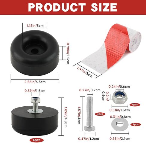 Trailer Ramp Door Rubber Bumpers, 2.56 Inch Round Rubber Foot Pads Trailer Bump Stops with Screw Nuts Spacers for Bumper Air Compressor Pump Shock Absorption in Saudi Arabia