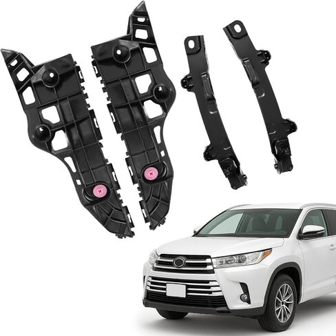 KUAFU 4Pcs Front Bumper Retainer Bracket Set Compatible with 2014-2019 Toyota Highlander Replacement for TO1043133 TO1042133 TO1033119 TO1032119 POM Plastic Black Upper & Lower Left & Right in Kuwait