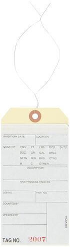 Box USA Inventory Tags with Printed Carbon Top Sheet #8 6 1/4" x 3 1/8", Wired, Consecutively Numbered Series (2000-2499), White/Manila, for Inventory Management, Case of 500 in Kuwait