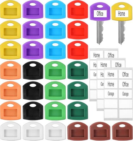 30 Pcs Colored Key Covers, Silicone Key Color Identifiers Covers Caps with Labels Protectors for Easy Organization (Black, White, Red, Yellow, Blue, Purple, Orange, Brown, Green, Grass Green) in Saudi Arabia