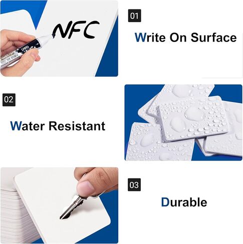 Mini NFC Cards (2 x 3cm, 25 Pack) NTAG215-Compatible, Blank PVC Cards, Writable, Programmable, Smart Automation, Access Control, Business Cards. For iPhone/Android, NFC-Enabled Applications in Saudi Arabia
