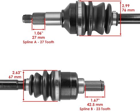 Caltric BB5-2531H-01-00 Rear Left and Right CV Axle Compatible with Yamaha Kodiak 450 YFM450 2018-2026 / Qty 2 in Kuwait