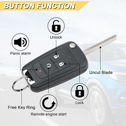 Vurkcy Key Fob Replacement for 2010-2019 Chevy Equinox/ 12-19 Sonic/ 15-19 Impala Trax/ 13-18 Buick Encore Car Keyless Entry Remote Control, OHT01060512, 4 Buttons in Kuwait
