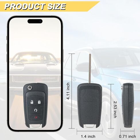 Vurkcy Key Fob Replacement for 2010-2019 Chevy Equinox/ 12-19 Sonic/ 15-19 Impala Trax/ 13-18 Buick Encore Car Keyless Entry Remote Control, OHT01060512, 4 Buttons in Kuwait