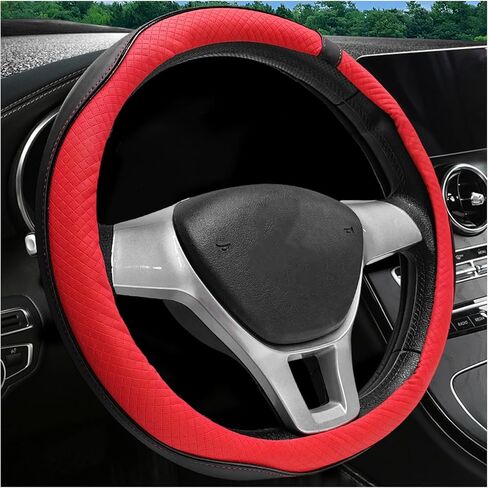 Car Steering Wheel Cover, 15 Inch Breathable Soft Leather Steering Wheel Protector, Sport Style Anti-Slip Steering Wheel Protective Cover for Cars Trucks Sedans Vans (Black) in Kuwait