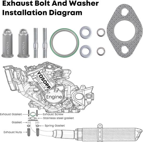 GY6 Exhaust Bolt Nuts Gasket 2pcs - Scooters ATVs GMB139 Engine Moped Quad 4 Wheeler Dune Buggy Go Karts (Silver) - 50cc 90cc 110cc 125cc 150cc in Kuwait